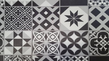 Klasik seramik döşeme dokusu siyah beyaz seramik fayanslar duvar arkaplanı