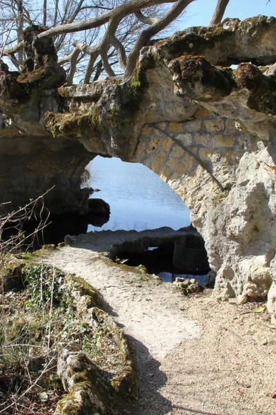 Puente Piedra Cueva Ruinas Majolan Park Blanquefort Cerca Burdeos Francia — Foto de Stock