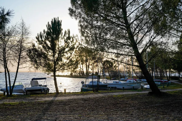 Bombannes Hutan Danau Perahu Desa Carcan Gironde Perancis — Stok Foto