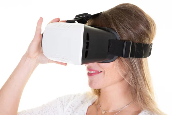 Женская Игра Очки Виртуальной Реальности — стоковое фото