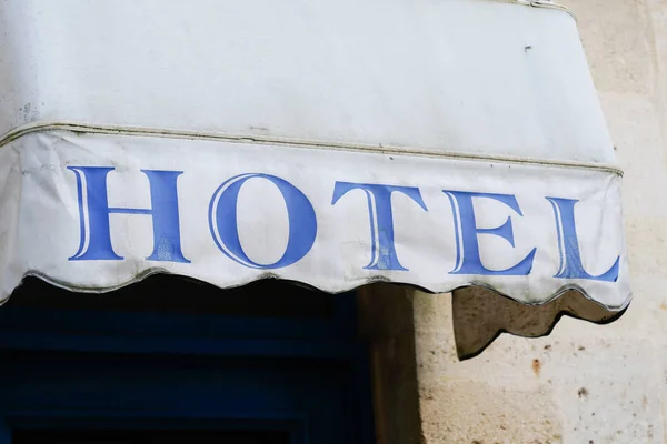 Hotelschild Vintage Retro Auf Gebäude Touristenstadt — Stockfoto