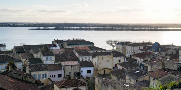 Bourg Sur Gironde Top Εναέρια Άποψη Χωριό Gironde Aquitaine Στο — Φωτογραφία Αρχείου