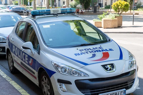 Bordéus Aquitânia França 2020 Peugeot 308 Carro Francês Polícia Estacionado — Fotografia de Stock