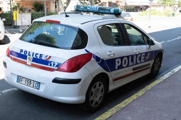 Bordeaux Akwitania Francja 2020 Samochód Francuskiej Policji Krajowej Ulicy Miejskiej — Zdjęcie stockowe