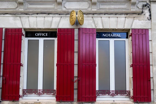 Notaire Signo Francés Oro Edificio Pared Notario Edificio Oficinas — Foto de Stock