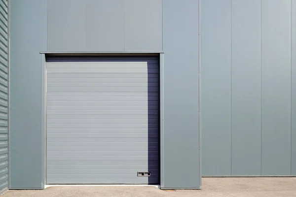 Grey Metal Roller Door Factory Storage Garage Gray Industrial Warehouse — 스톡 사진