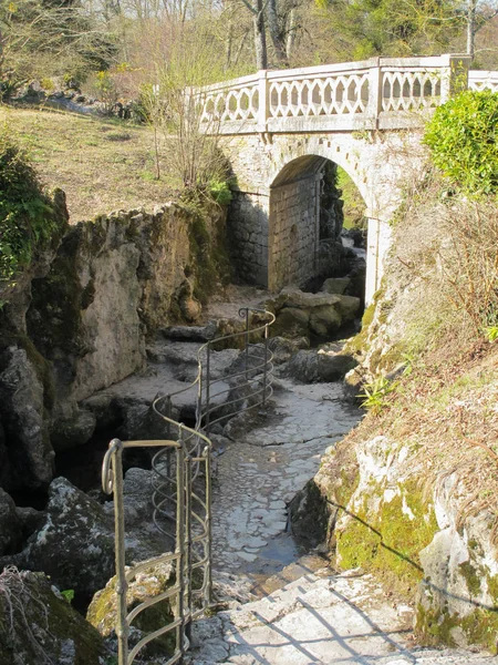 Majolan Park Old Medieval Stone Bridge Blanquefort France — ストック写真