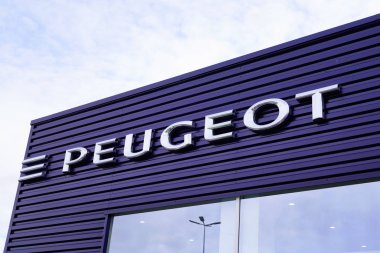 Bordeaux, Aquitaine / Fransa - 01: 15 2020: Peugeot logosu markalı araba bayii araçları perakende satış mağazası