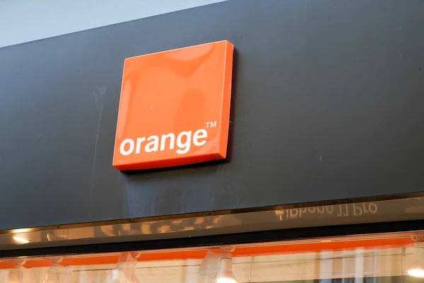 Burdeos Aquitania Francia 2020 Tienda Orange Logo Sign Shop Empresa — Foto de Stock