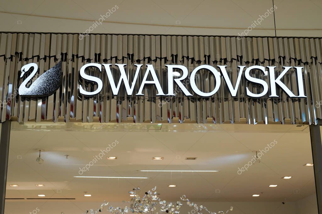 Bordeaux , Aquitaine / France - 01 22 2020 : swarovski sign logo store commercial sign in the street for shop brand