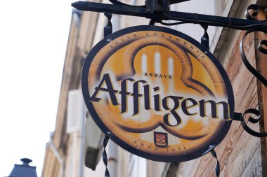 Bordeaux, Aquitaine / Fransa - 01: 15 2020 Afligem Logo Logo Logosu Belçika Bira Bar Dükkanı