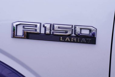 Bordeaux , Aquitaine / France - 02 01 2020 : Ford F150 pickup truck logo lariat Badge