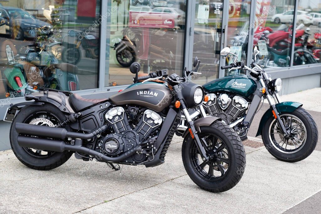 Bordeaux , Aquitaine / France - 02 02 2020 : indian motorcycles parked in dealership for sale