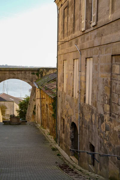 Traditionell Medeltida Stenhus Gata Bourg Sur Gironde Garonne Frankrike — Stockfoto