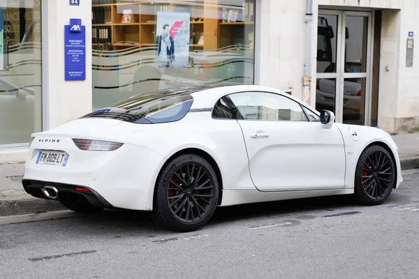 Bordeaux Aquitaine Frankrijk 2020 Alpine A110 Sport Moderne Witte Auto — Stockfoto