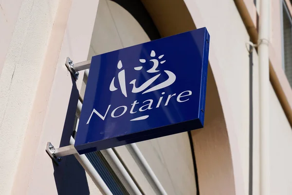 Notario Francés Notaire Tablero Signo Logo Entrada Edificio Oficina — Foto de Stock