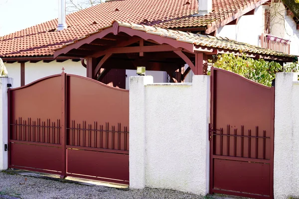 Aluminum gate of a house red Design metal garden access home