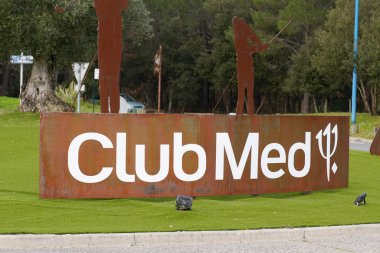 La Palmyre , Les Mathes , Aquitaine / France - 02 15 2020 : Club med sign logo french holidays private company in La Palmyre Les Mathes france clipart