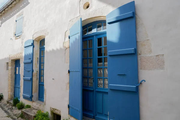 Color Blue House Typical Talmont Sur Gironde Nouvelle Aquitaine France — Stock Photo, Image