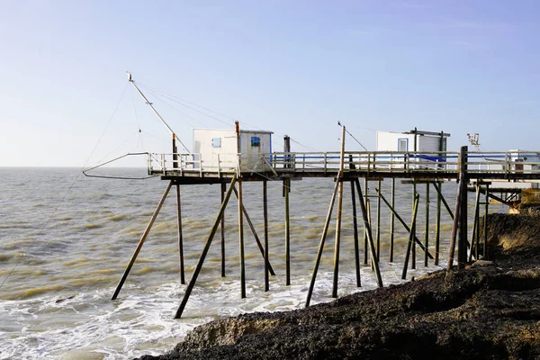 Saint Palais Sur Mer Fransa Ahşap Balıkçısıyla Deniz Kıyısı Okyanusu — Stok fotoğraf