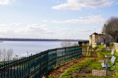 Bourg sur Gironde french town riverside in garonne dordogne river France clipart