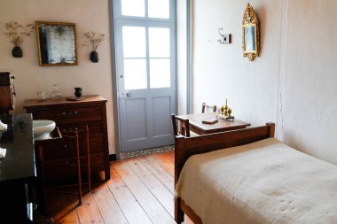 Saint-Vincent-sur-Jard , vendee / France - 10 21 2019 : Georges Clemenceau bedroom interior house in Saint-Vincent-sur-Jard , vende