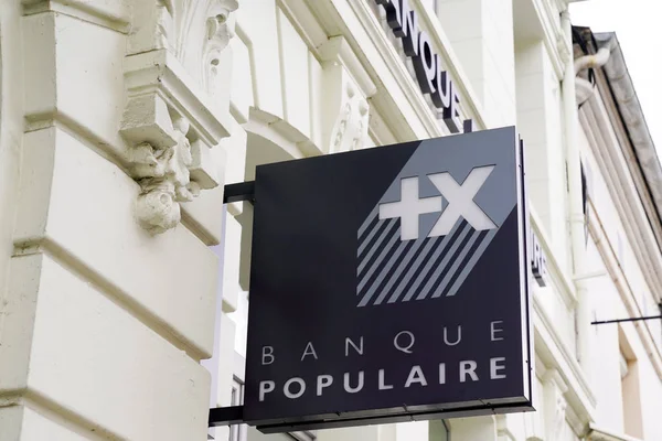 Burdeos Aquitania Francia 2020 Banque Populaire Grey Sign Bank Logo — Foto de Stock