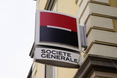 Bordeaux , Aquitaine / France - 02 20 2020 : societe generale logo french bank sign office brand on street facade