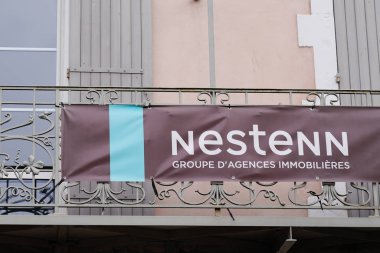 bordeaux , aquitaine/france - 02 20 2020 : nestenn real estate french agency brand logo sign store office buying selling renting apartment house