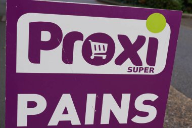 Bordeaux , Aquitaine / France - 02 21 2020 : proxi super pains sign logo store supermarket with baker on market shop