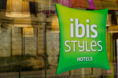 Bordeaux , Aquitaine / France - 02 21 2020 : ibis style pillow green sign logo hotel brand window building entrance
