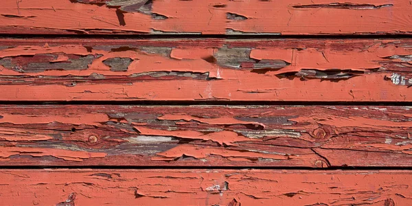 Stare Malowane Deski Blaknące Czerwone Farby Drewniane Ściany Budynku Zewnątrz — Zdjęcie stockowe