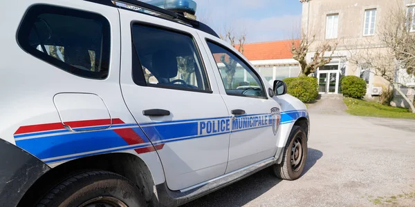 Bordeaux Aquitaine France 2020 White Car Police Municipale Means French — Stock Photo, Image