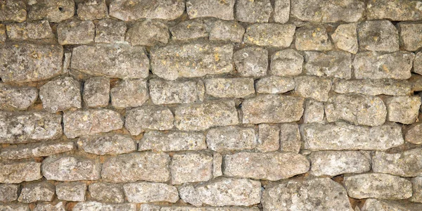 Antiguo Muro Piedra Envejecida Ladrillo Fortaleza Medieval Fondo Grunge Horizontal — Foto de Stock