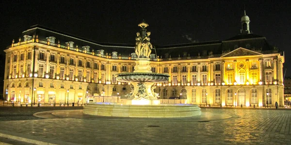 Ville Bordeaux Nuit Avec Place Bourse Unesco Patrimoine Mondial Unesco — Photo