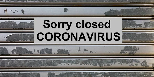 Sklep Biuro Zamknięte Sklep Metalowa Kurtyna Względu Coronavirus Covid — Zdjęcie stockowe