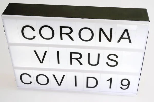 Lightbox Tekstem Covid Koronawirus 2019 Ncov Wirus — Zdjęcie stockowe