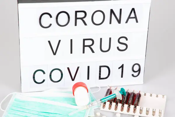 Epidemia Coronavirus 2019 Ncov Lightbox Con Texto Covid Corona Virus —  Fotos de Stock