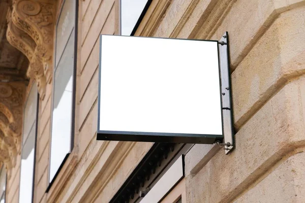 Lege Lichtbak Vierkante Witte Poster Billboard Witte Bord Winkel — Stockfoto