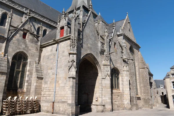 Medeltida Murar Grå Stenkyrka Notre Dame Blanche Guerande Frankrike — Stockfoto