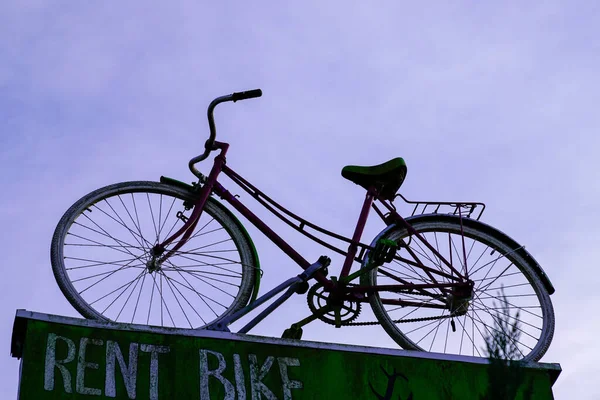 Bicicleta Como Uma Loja Sinais Para Uma Loja Serviços Aluguer — Fotografia de Stock