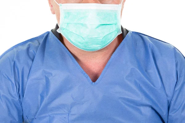 头孢病毒隔离特写镜头男医生戴着医疗面具 — 图库照片
