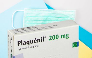 Bordeaux, Aquitaine / France - 03: 30 2020: plaquenil 200 mg Hydroxychloroquine Chloroquine Hapları Kutusu Genel Tedavi Coronavirus COVID-19