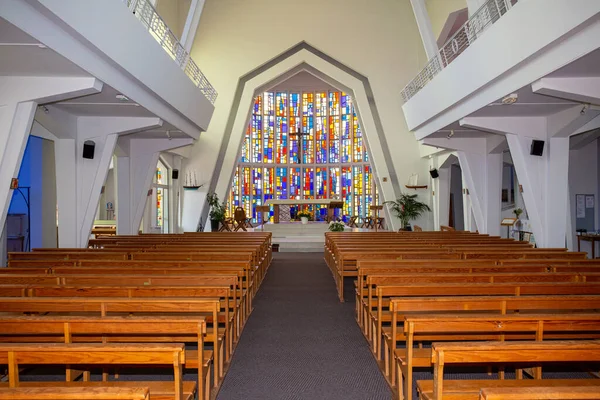 Бордо Аквитания Франция 2020 Cap Ferret Interior Modern Church Lege — стоковое фото