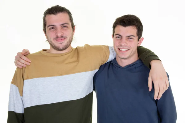Gut Aussehende Männer Zwei Jungen Erschossen Von Freunden Stehend — Stockfoto