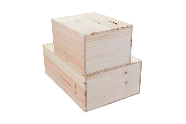 Caja Vino Madera Madera Dos Cajas Embalaje Madera Pino Aislado — Foto de Stock