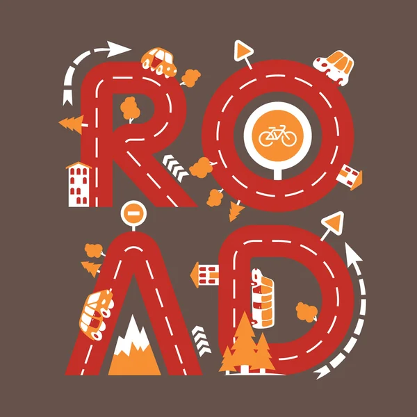 Stylized inscription ROAD Vector Graphics