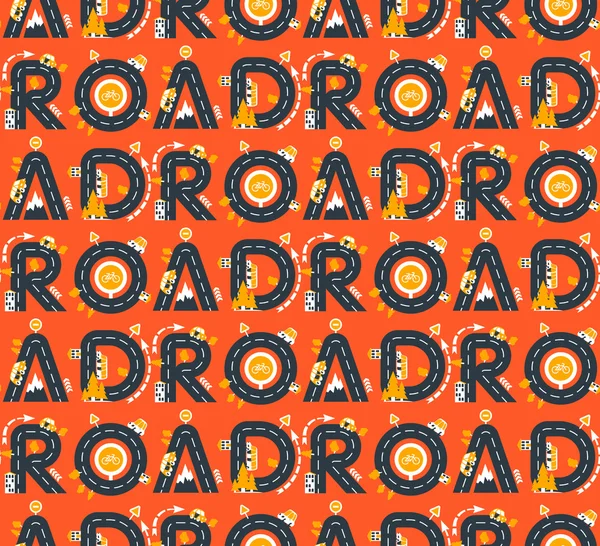 Seamless pattern of letters road — Stock vektor