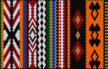 Doymuş renklerin şans ve zenginliği çektiği Asya halkları ve ülkelerinin geleneksel bir süsü. Giysiler için kumaşlara işlenmiş kadın halıları. Nakış desenleri. 