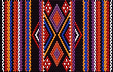  Latin Amerika 'daki insanların ve ülkelerin geleneksel bir süsü. Zengin renklerin dikkat ve zenginlik çektiği bir yer. Giysiler için kumaşlara işlenmiş kadın halıları. Nakışlar.